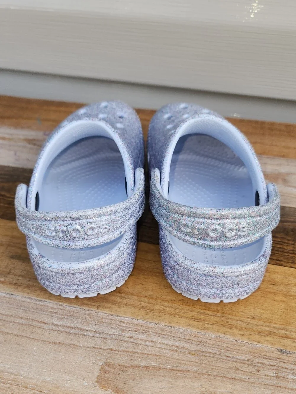 CROCS Kids Silver Multicolored Iridescent Shimmery Glitter Clog Size 8